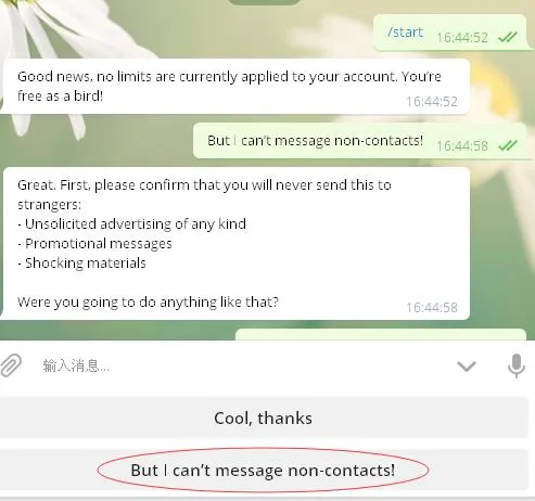 telegram用户消息限制